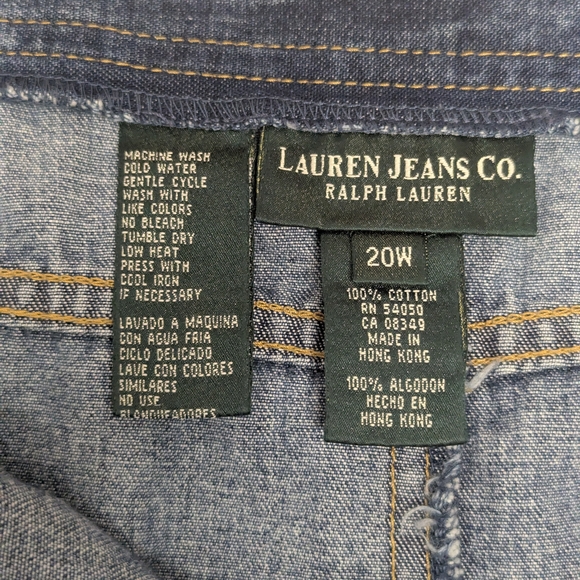 Lauren Ralph Lauren Patchwork Denim Maxi Skirt 20W Plus Size Y2K Vintage - Picture 2 of 16